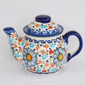 WR Unikat Boleslawwiec Polish Pottery Single Serve Teapot